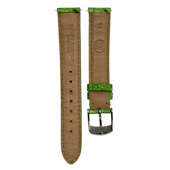 Michele 16mm Spring Green Alligator Watch Strap - Picture 3 of 4